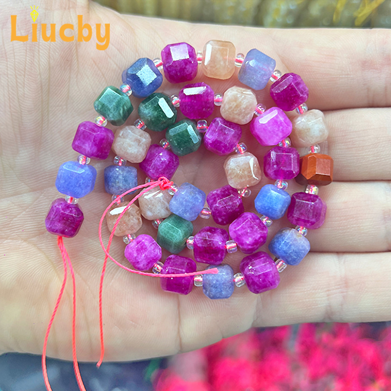 Natural Stone Square Sugar Beads for DIY Chain Accessories